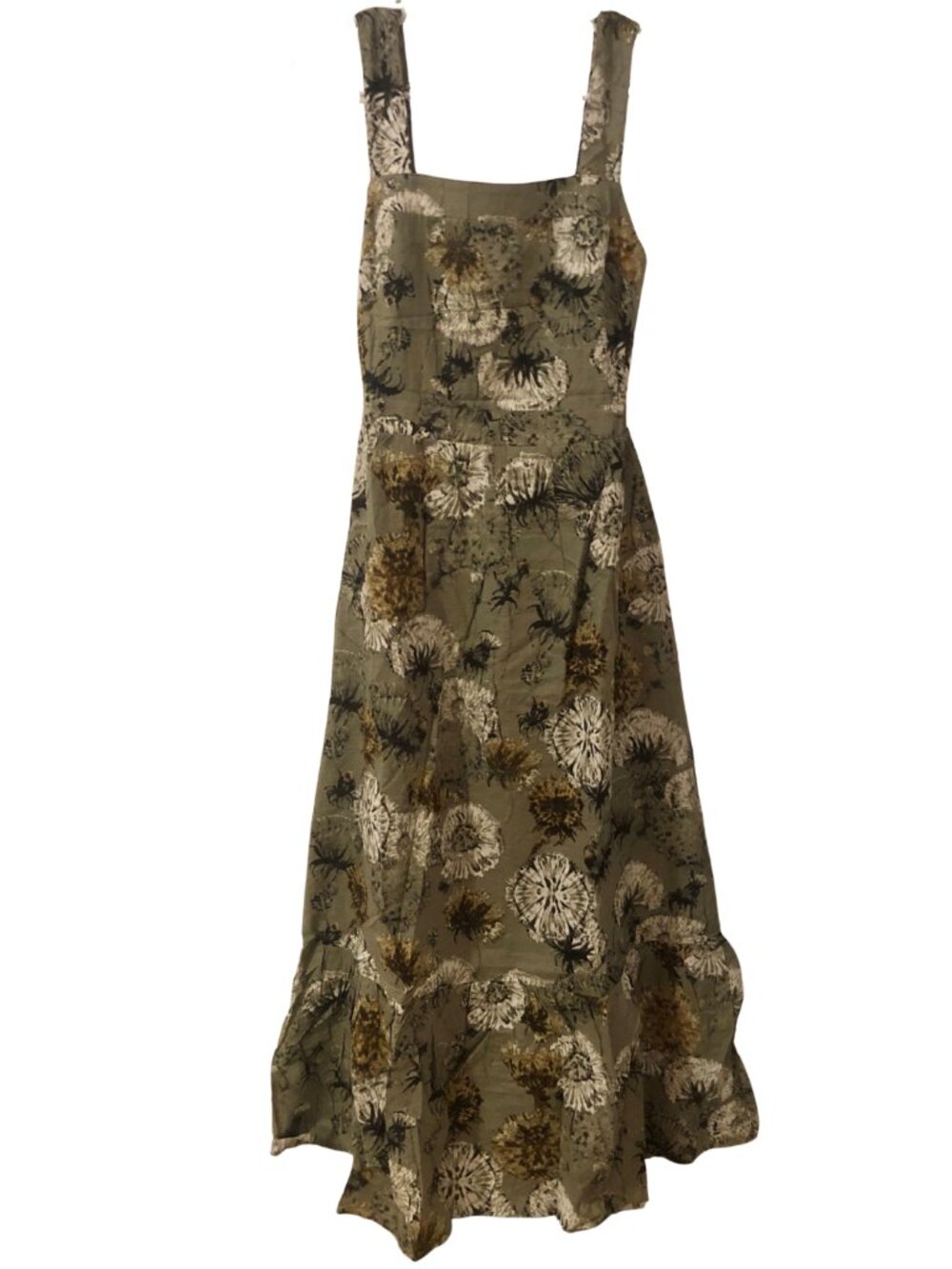 NWT Sage Green Floral Boho Maxi Flowy Cotton Dress sleeveless and back tie